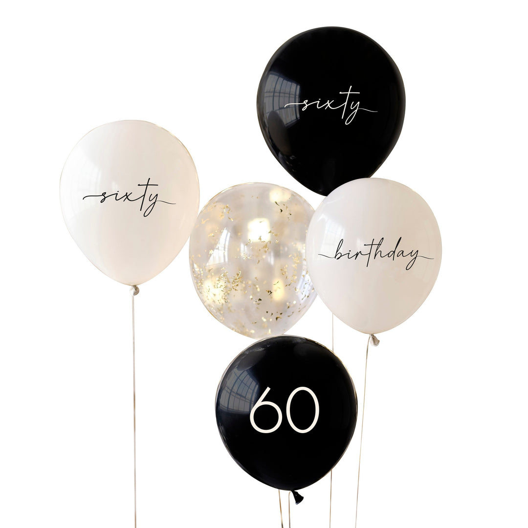 BLACK & NEUTRAL MILESTONE BIRTHDAY BALLOONS Bonjour Fête  Sixty Bonjour Fete - Party Supplies
