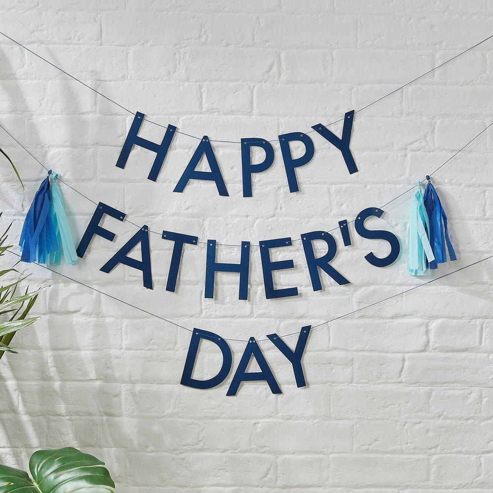 BLUE HAPPY FATHER'S DAY BANNER Ginger Ray UK Bonjour Fete - Party Supplies