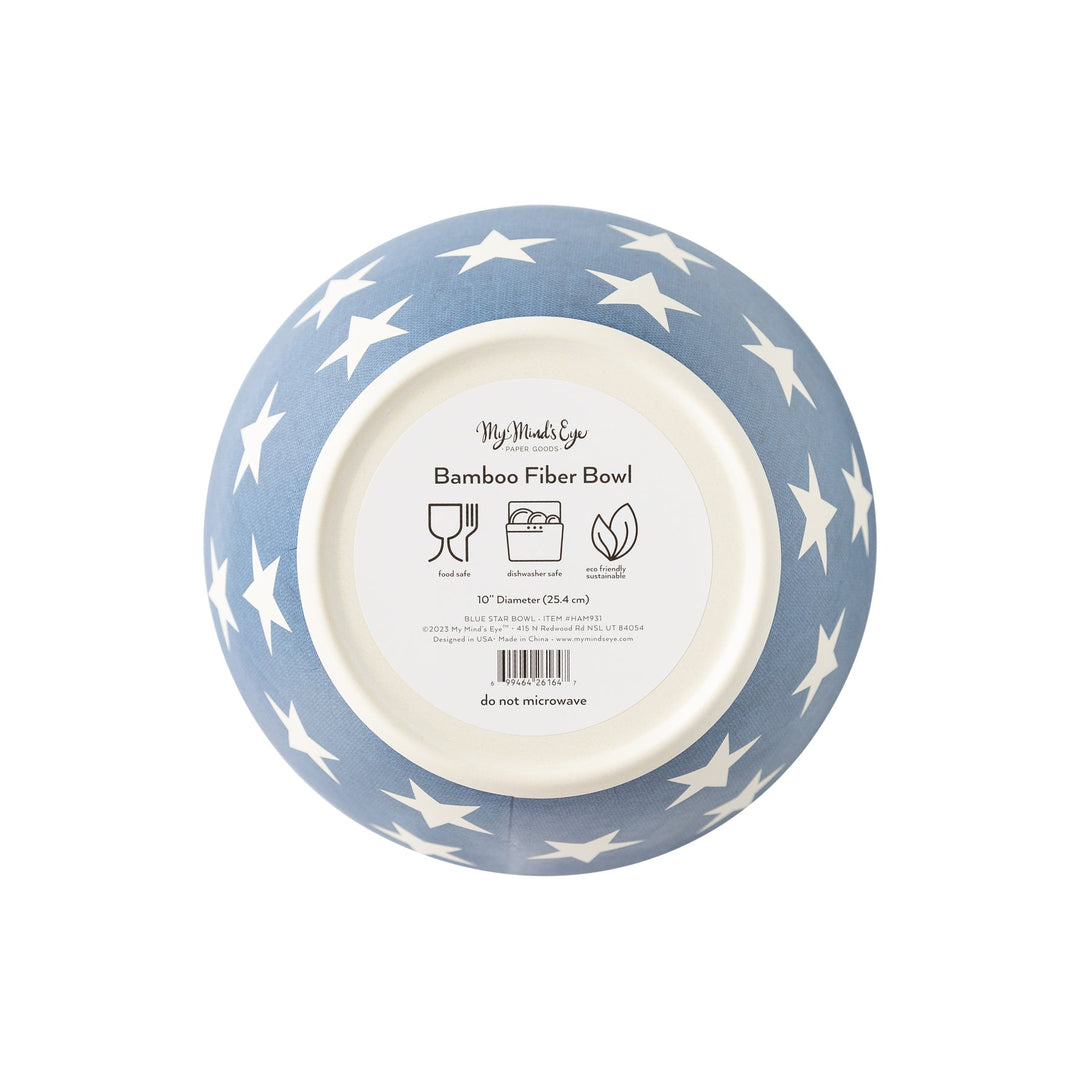 BLUE STAR REUSABLE BAMBOO BOWL My Mind’s Eye Bonjour Fete - Party Supplies