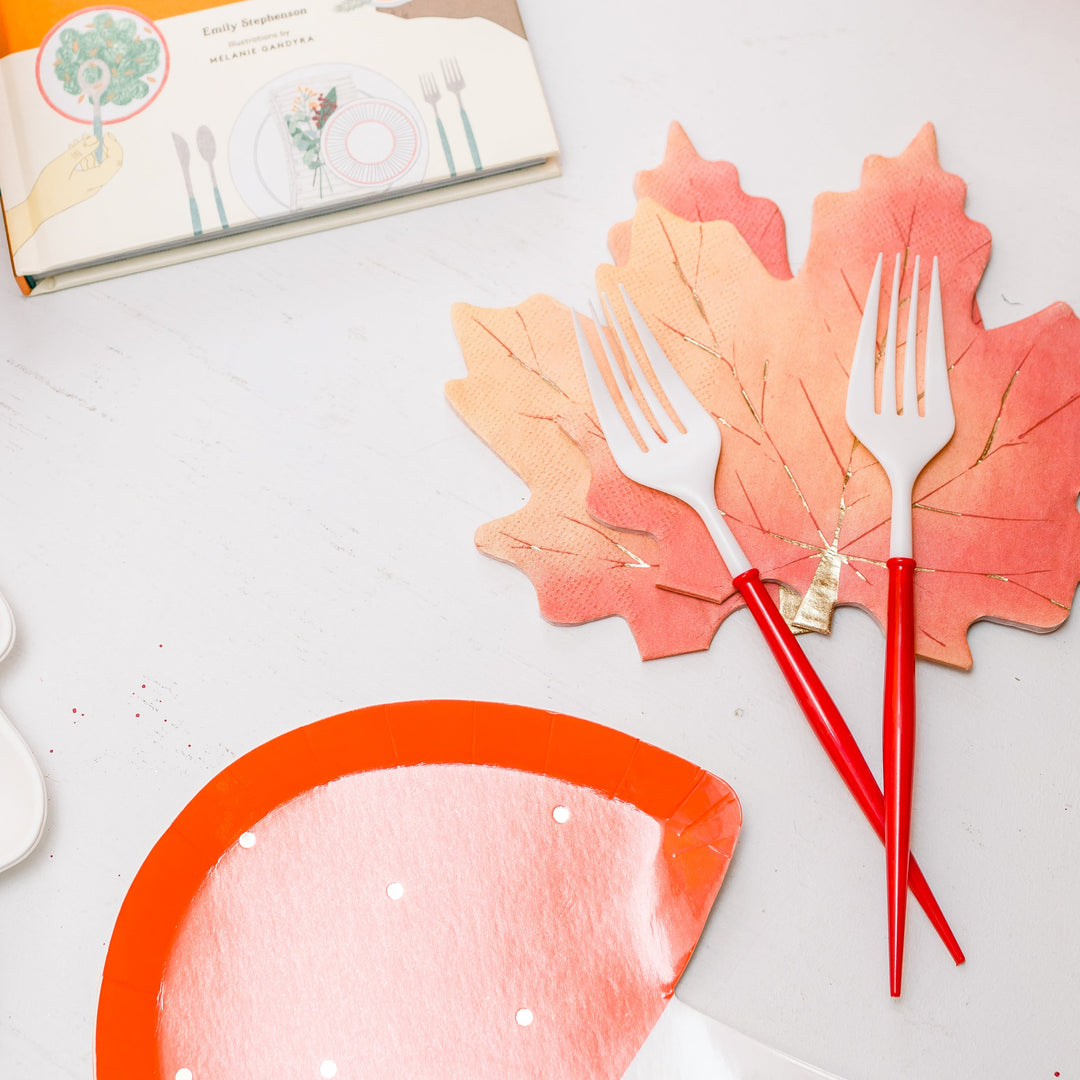 FANCY RED & WHITE BELLA CUTLERY Sophistiplate LLC Cutlery Bonjour Fete - Party Supplies