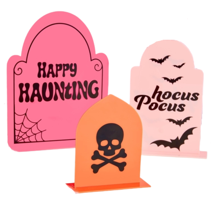 PINK ACRYLIC TOMBSTONES Kailo Chic Halloween Home Decor Bonjour Fete - Pastel Halloween Party Supplies