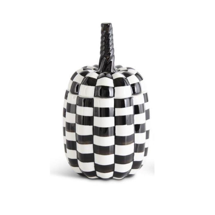 BLACK & WHITE PUMPKIN CONTAINERS K&K Interiors Halloween Home Decor CHECKERED Bonjour Fete - Party Supplies