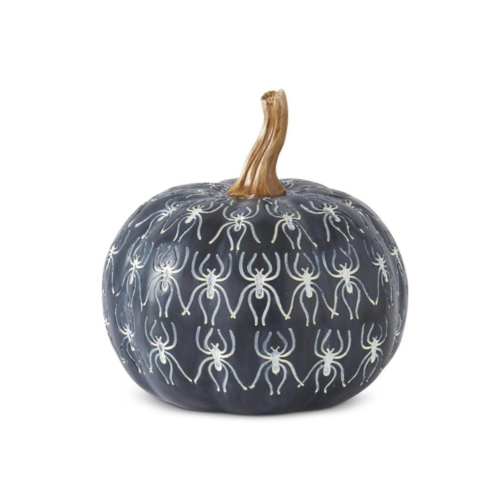 BLACK AND WHITE SPIDER PUMPKINS K&K Interiors Halloween Home Decor BLACK Bonjour Fete - Party Supplies