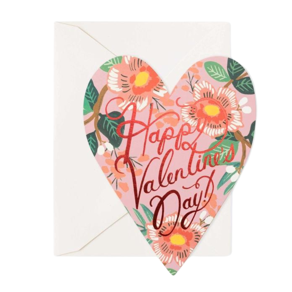 HEART BLOSSOM VALENTINE CARD BY RIFLE PAPER CO. Rifle Paper Co. Valentine’s Day Card Bonjour Fete - Party Supplies