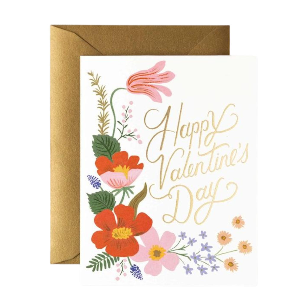 STRAWBERRY GARDEN VALENTINE CARD Rifle Paper Co Valentine’s Day Card Bonjour Fete - Party Supplies