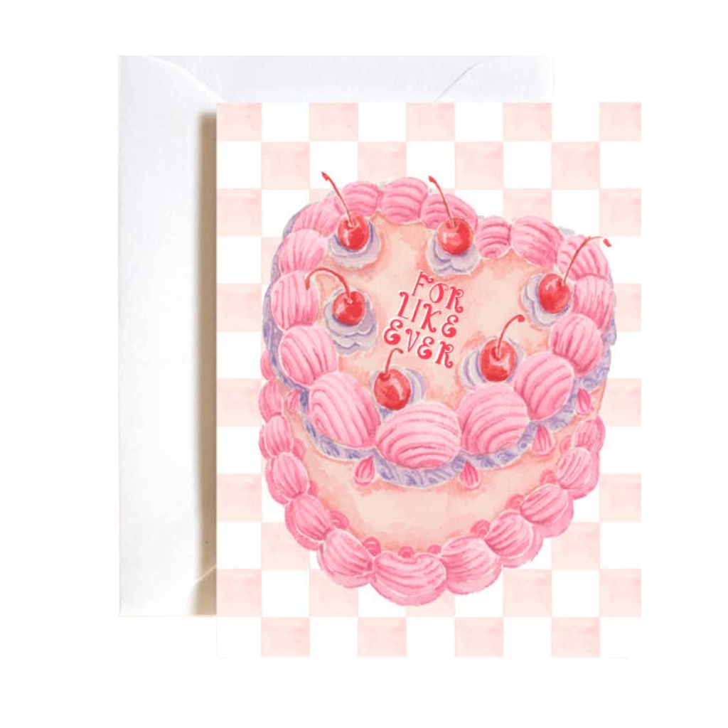 For like ever love cake Valentines day card Stephanie Tara Stationery 0 Faire Bonjour Fete - Party Supplies