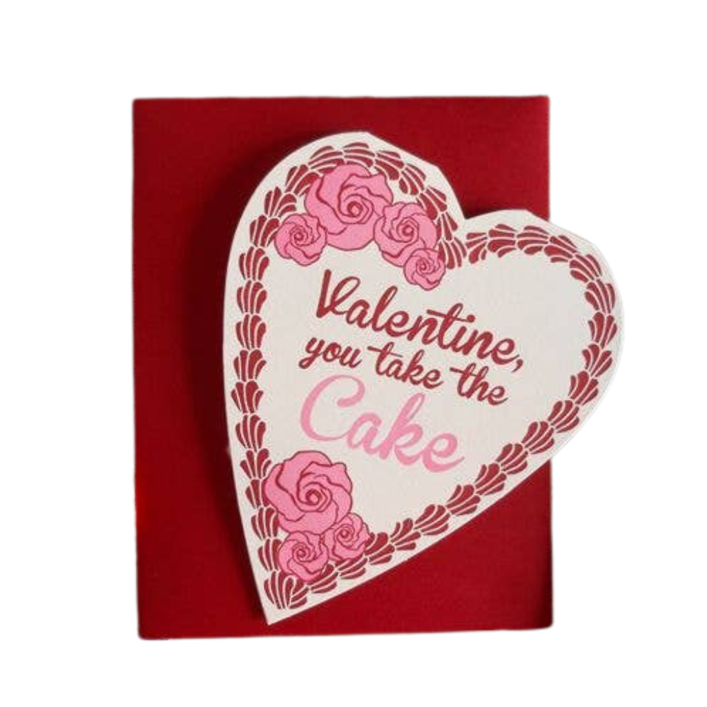 HEART SHAPED CAKE CARD a. favorite design Valentine’s Day Cards Bonjour Fete - Party Supplies