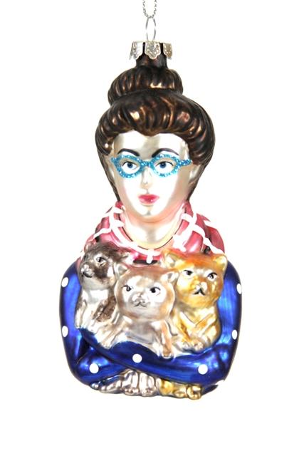 CAT LADY ORNAMENT Cody Foster Co. Christmas Ornament Bonjour Fete - Party Supplies