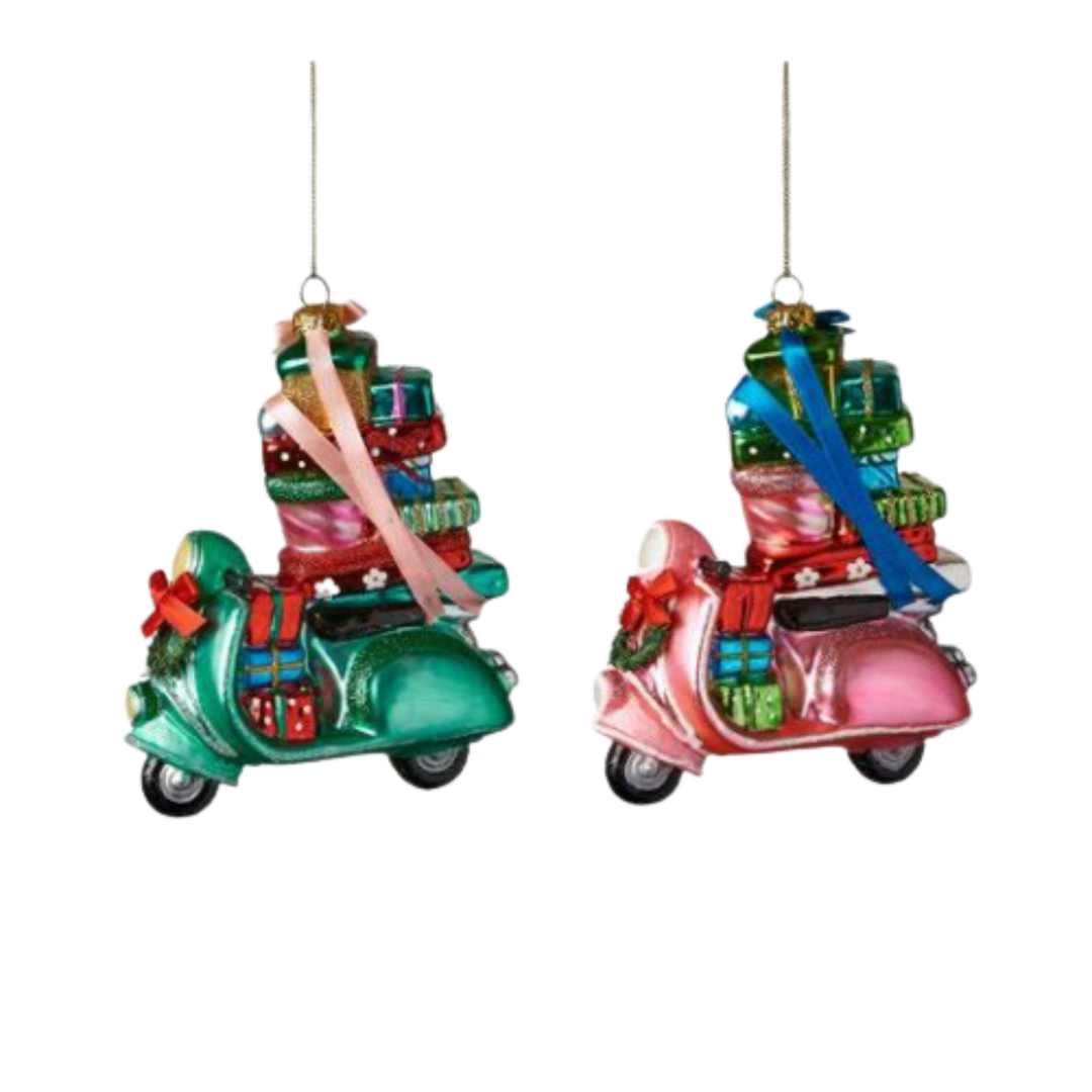 CHRISTMAS SCOOTER ORNAMENT One Hundred 80 Degrees Christmas Ornament Bonjour Fete - Party Supplies