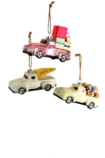 COUNTRYSIDE TRUCK ORNAMENT BY CODY FOSTER Cody Foster Co. Christmas Ornament PINK Bonjour Fete - Party Supplies