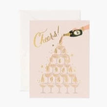 CHAMPAGNE TOWER CHEERS CARD Rifle Paper Co Bonjour Fete - Party Supplies