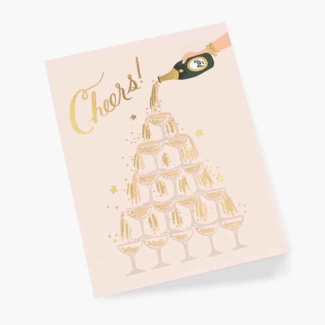 CHAMPAGNE TOWER CHEERS CARD Rifle Paper Co Bonjour Fete - Party Supplies