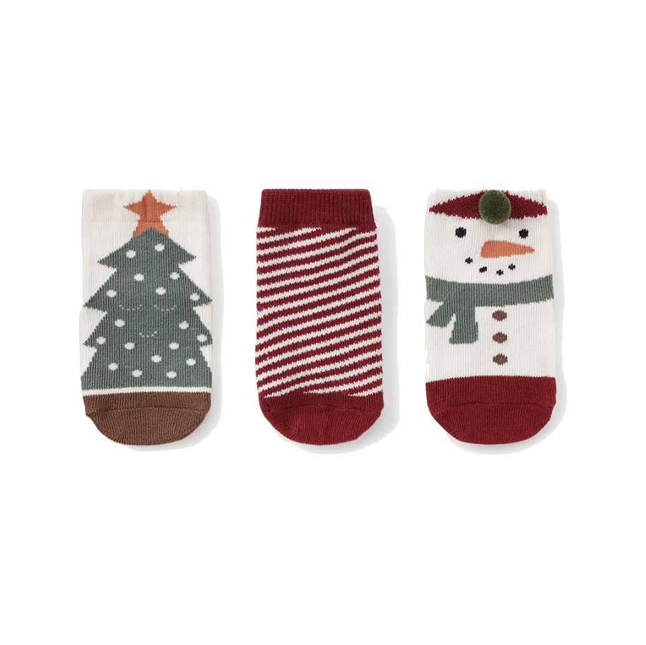 CHRISTMAS SOCKS - 3 PACK Elegant Baby Christmas Wear Bonjour Fete - Party Supplies