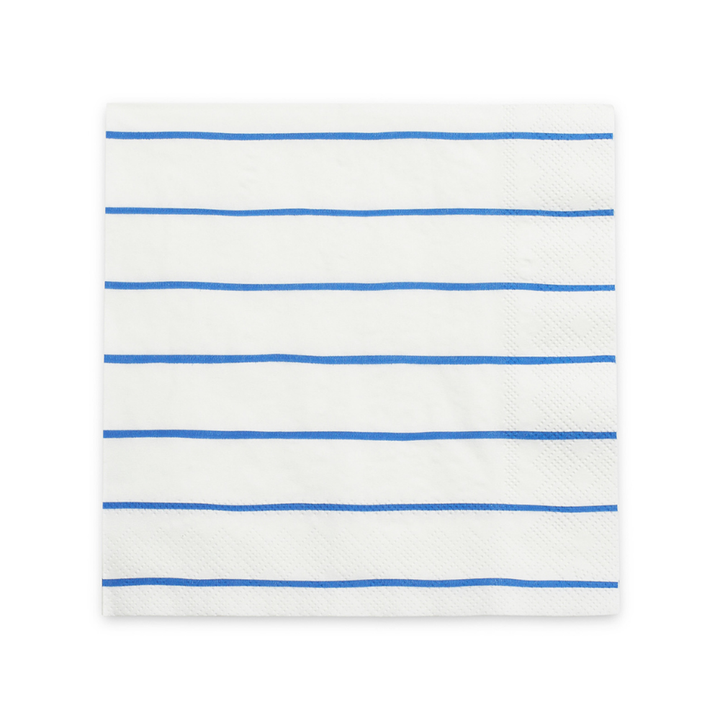 COBALT BLUE FRENCHIE STRIPED COCKTAIL NAPKINS Daydream Society Napkins Large/Lunch - 6.5" Bonjour Fete - Party Supplies