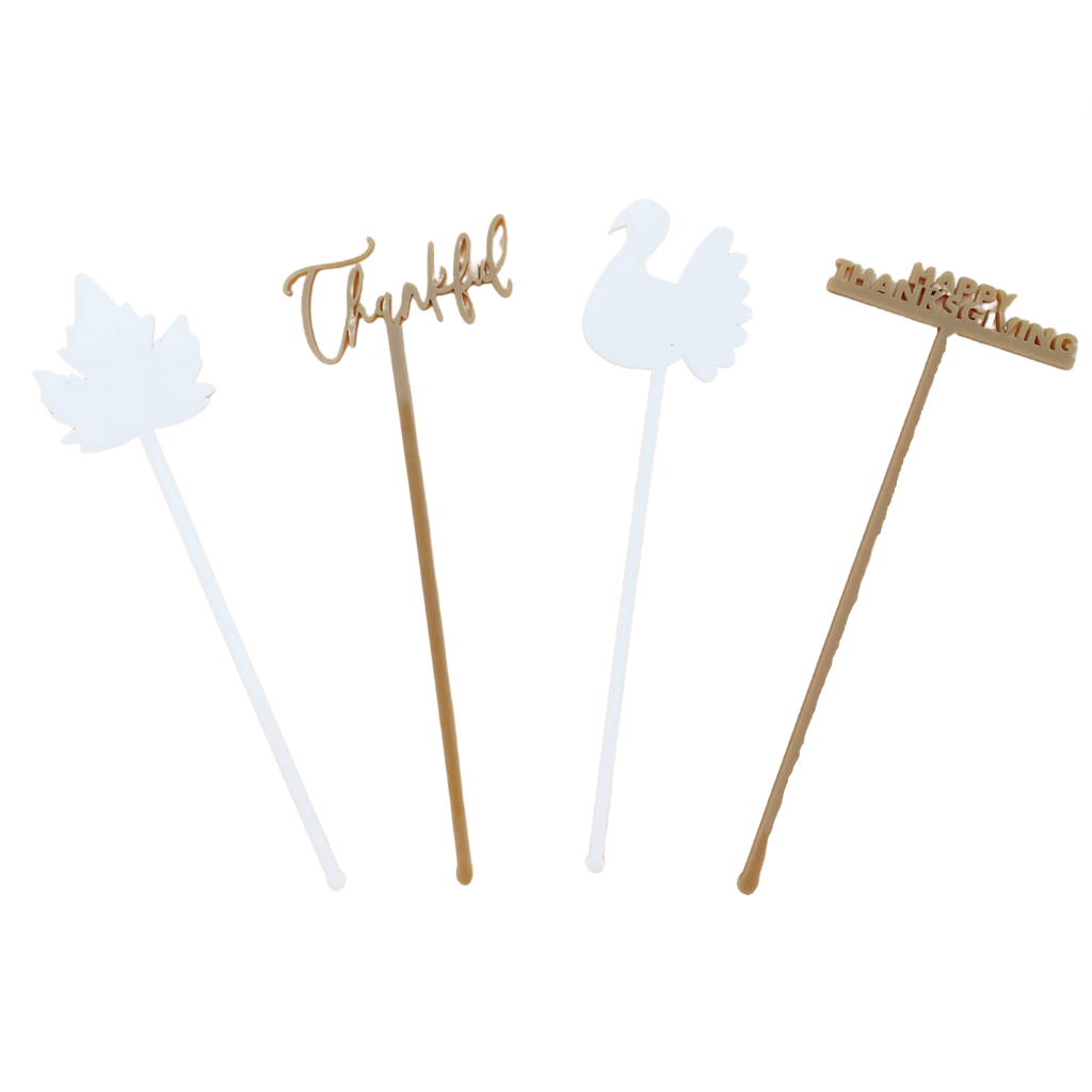 THANKSGIVING DRINK STIRRERS Proper Letter Thanksgiving Party Supplies Bonjour Fete - Party Supplies