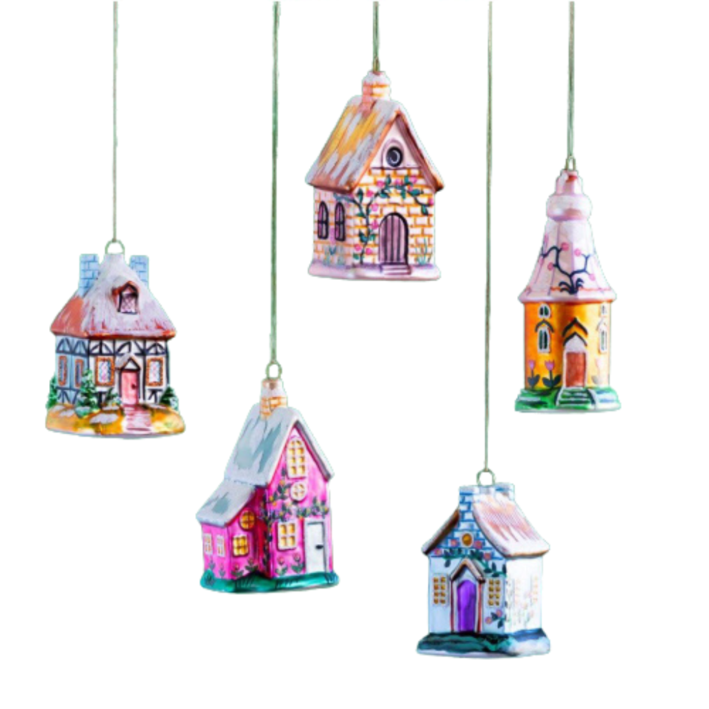 COTTAGE ORNAMENT BY GLITTERVILLE Glitterville Christmas Ornament Bonjour Fete - Party Supplies