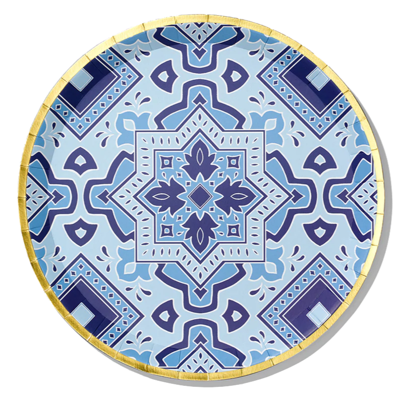 AMALFI BLUES LARGE PLATES Coterie Party Supplies Napkins Bonjour Fete - Party Supplies