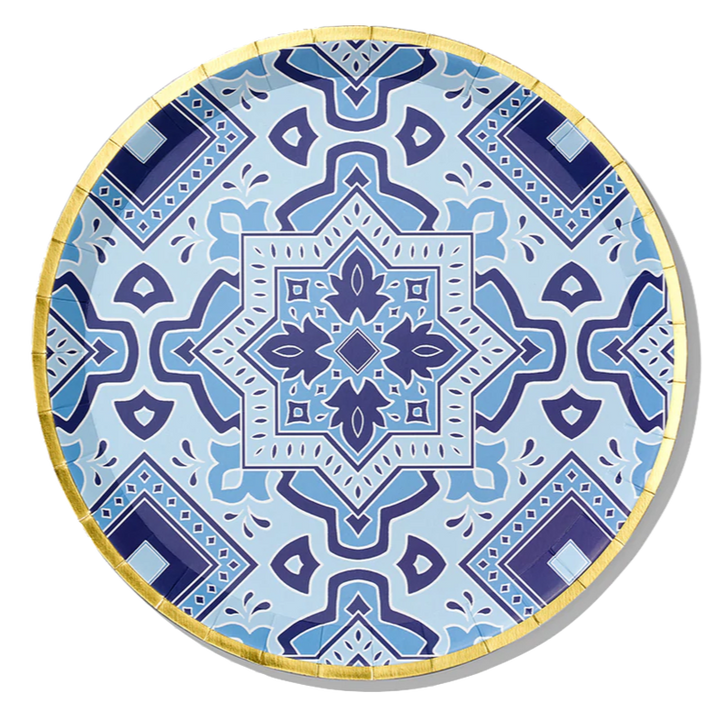 AMALFI BLUES LARGE PLATES Coterie Party Supplies Napkins Bonjour Fete - Party Supplies