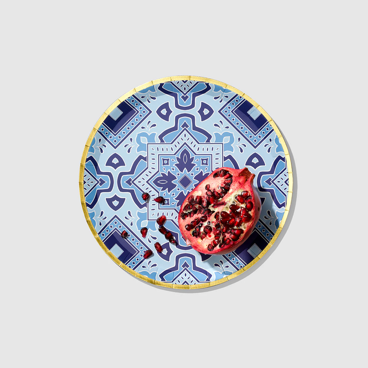 AMALFI BLUES LARGE PLATES BY COTERIE Coterie Party Supplies Napkins Bonjour Fete - Party Supplies