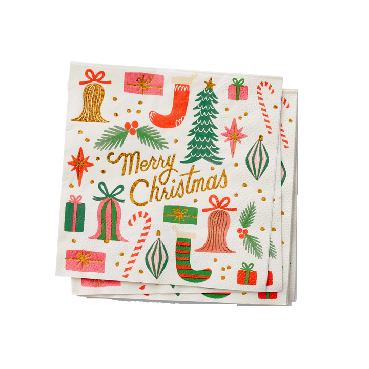DECK THE HALLS COCKTAIL NAPKINS Rifle Paper Co. Christmas Tableware Bonjour Fete - Party Supplies