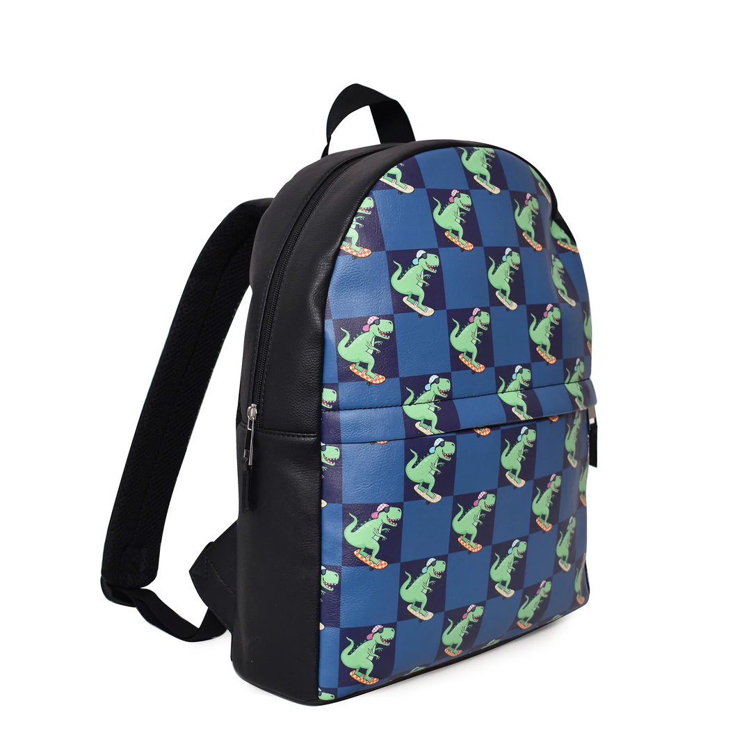 SKATEBOARD DINOSAUR CHECKBOARD BACKPACK OMG Accessories Lunch & Backpack Bonjour Fete - Party Supplies