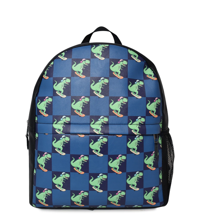 SKATEBOARD DINOSAUR CHECKBOARD BACKPACK OMG Accessories Lunch & Backpack Bonjour Fete - Party Supplies