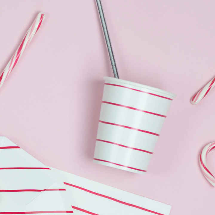 CANDY APPLE FRENCHIE STRIPED CUPS Jollity & Co. + Daydream Society Cups Bonjour Fete - Party Supplies