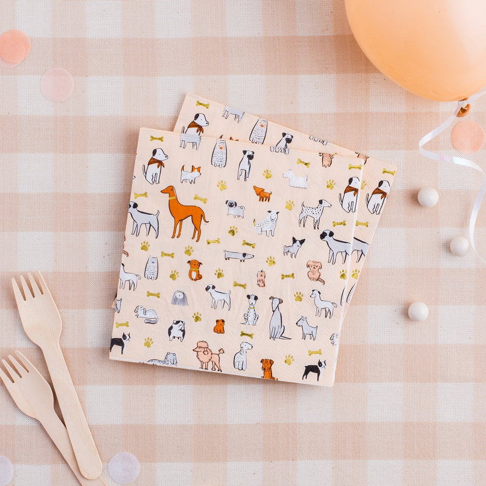 DOG THEMED BOW WOW LARGE PARTY NAPKINS Jollity & Co. + Daydream Society Napkins Bonjour Fete - Party Supplies