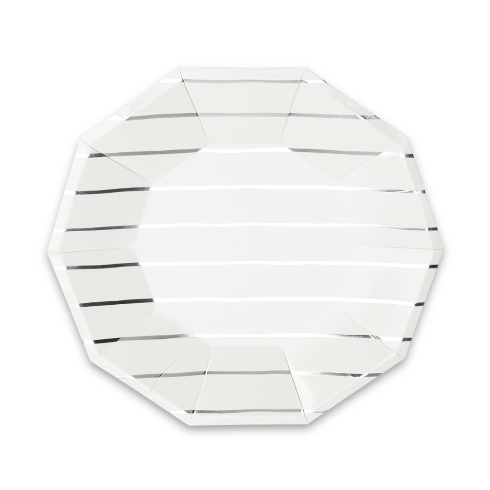 SILVER FRENCHIE STRIPED PLATES - bonjour fete