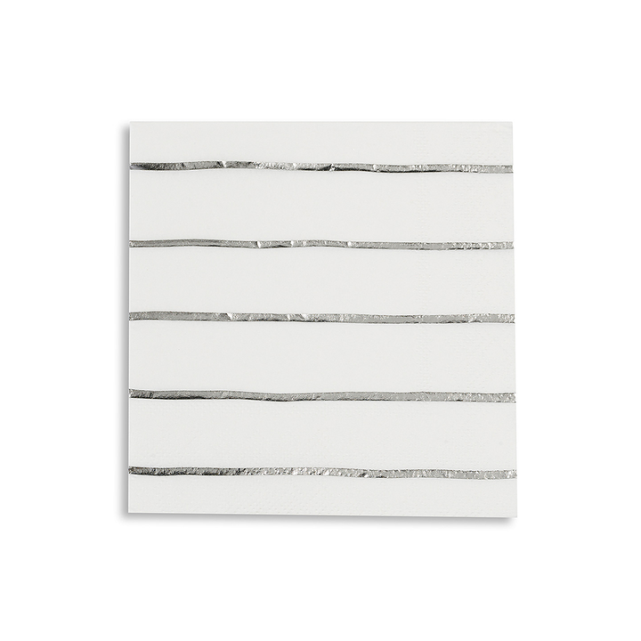 SILVER FRENCHIE STRIPED NAPKINS Daydream Society Napkins Small/Cocktail - 5" Bonjour Fete - Party Supplies