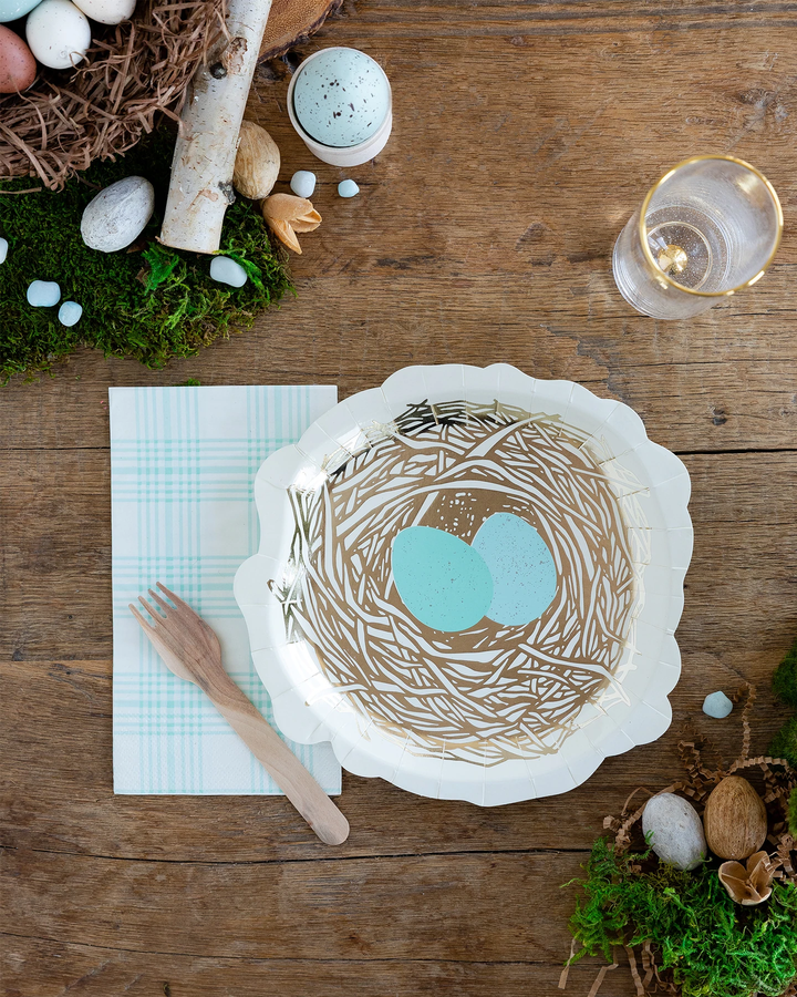 NEST SHAPED PAPER PLATES My Mind's Eye Easter tableware Bonjour Fete - Party Supplies
