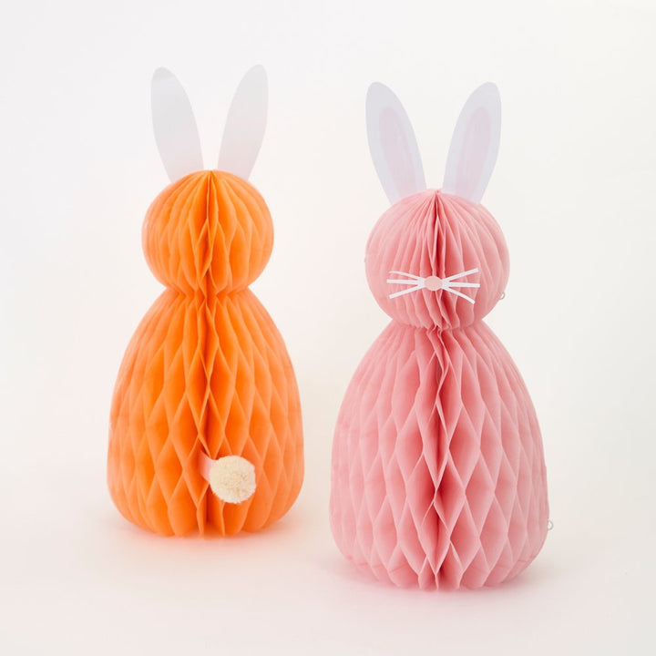 honeycomb bunny easter decoration pink and orange