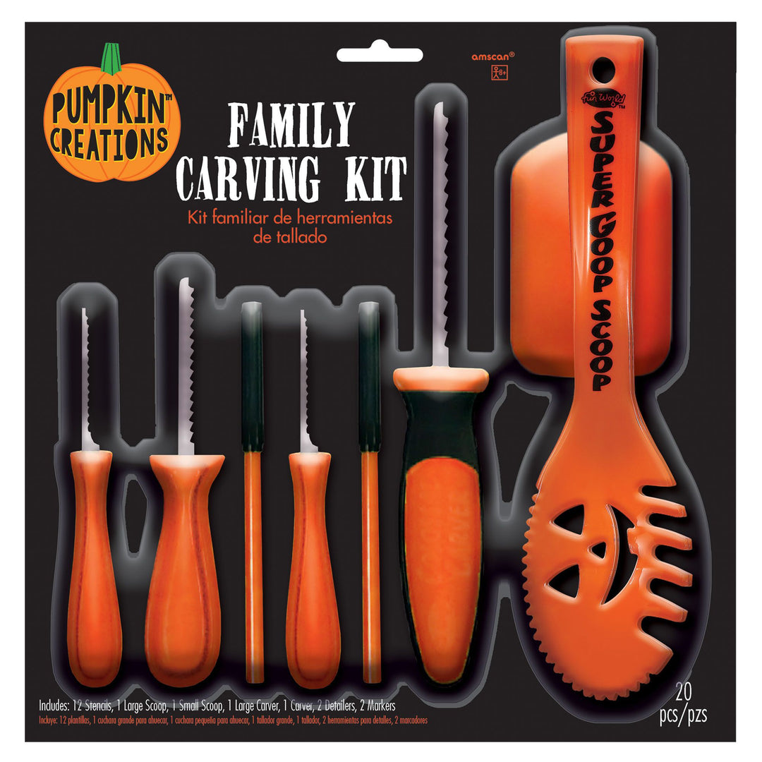 FAMILY PUMPKIN CARVING KIT Amscan Halloween Crafts & Games Bonjour Fete - Party Supplies