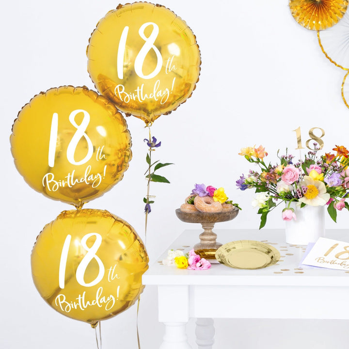 18TH BIRTHDAY GOLD FOIL BALLOON Party Deco Balloon Bonjour Fete - Party Supplies