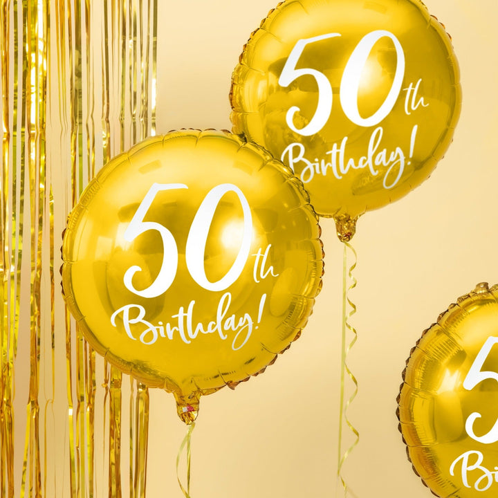 50TH BIRTHDAY GOLD FOIL BALLOON Party Deco Balloon Bonjour Fete - Party Supplies
