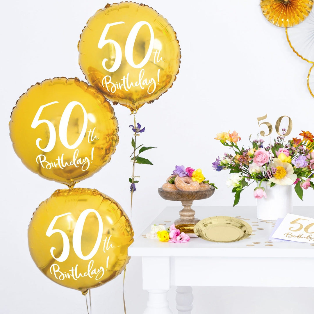 50TH BIRTHDAY GOLD FOIL BALLOON Party Deco Balloon Bonjour Fete - Party Supplies