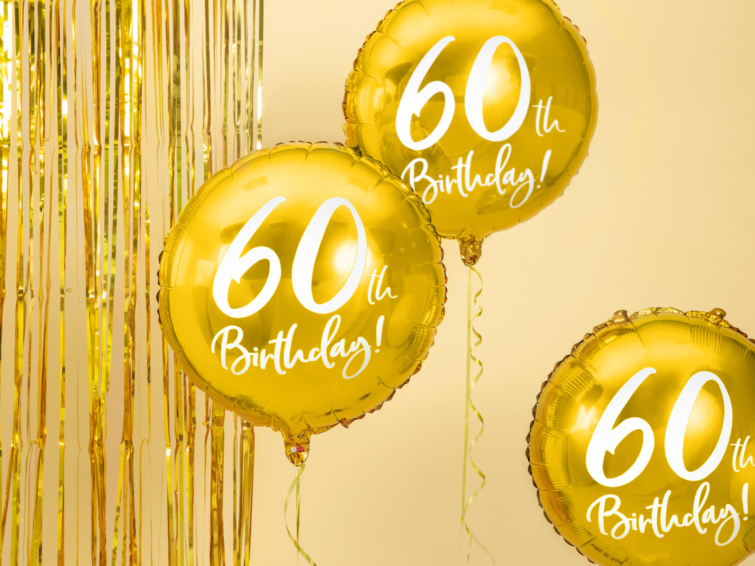 60TH BIRTHDAY GOLD FOIL BALLOON Party Deco Balloon Bonjour Fete - Party Supplies