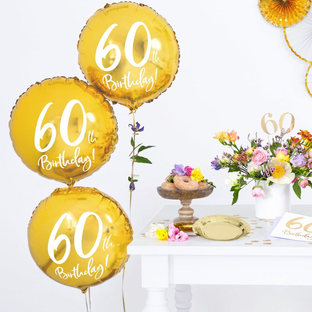 60TH BIRTHDAY GOLD FOIL BALLOON Party Deco Balloon Bonjour Fete - Party Supplies