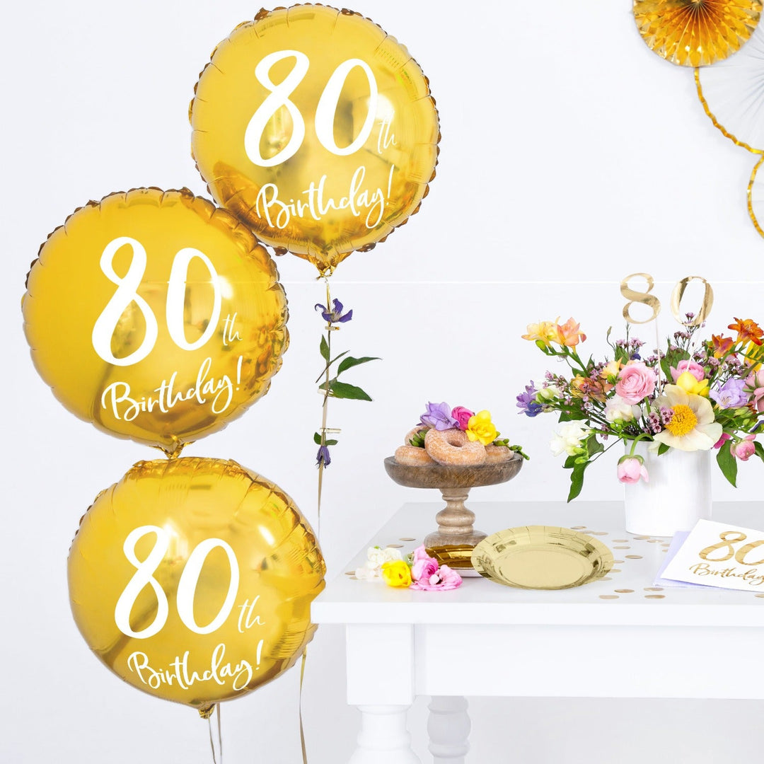 80TH BIRTHDAY GOLD FOIL BALLOON Party Deco Balloon Bonjour Fete - Party Supplies