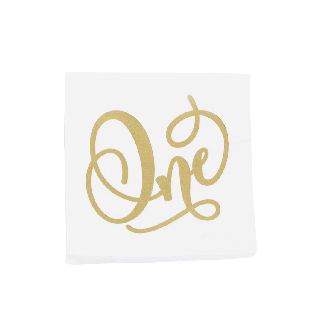 FIRST 1ST BIRTHDAY WHITE COCKTAIL NAPKINS ThreeTwoOne Bonjour Fete - Party Supplies