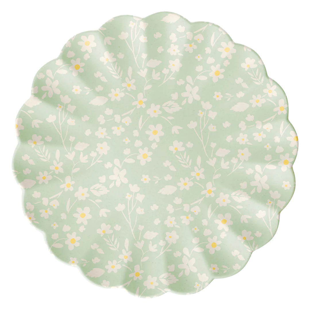 FLORAL RESUABLE BAMBOO PLATES Meri Meri Plates Bonjour Fete - Party Supplies