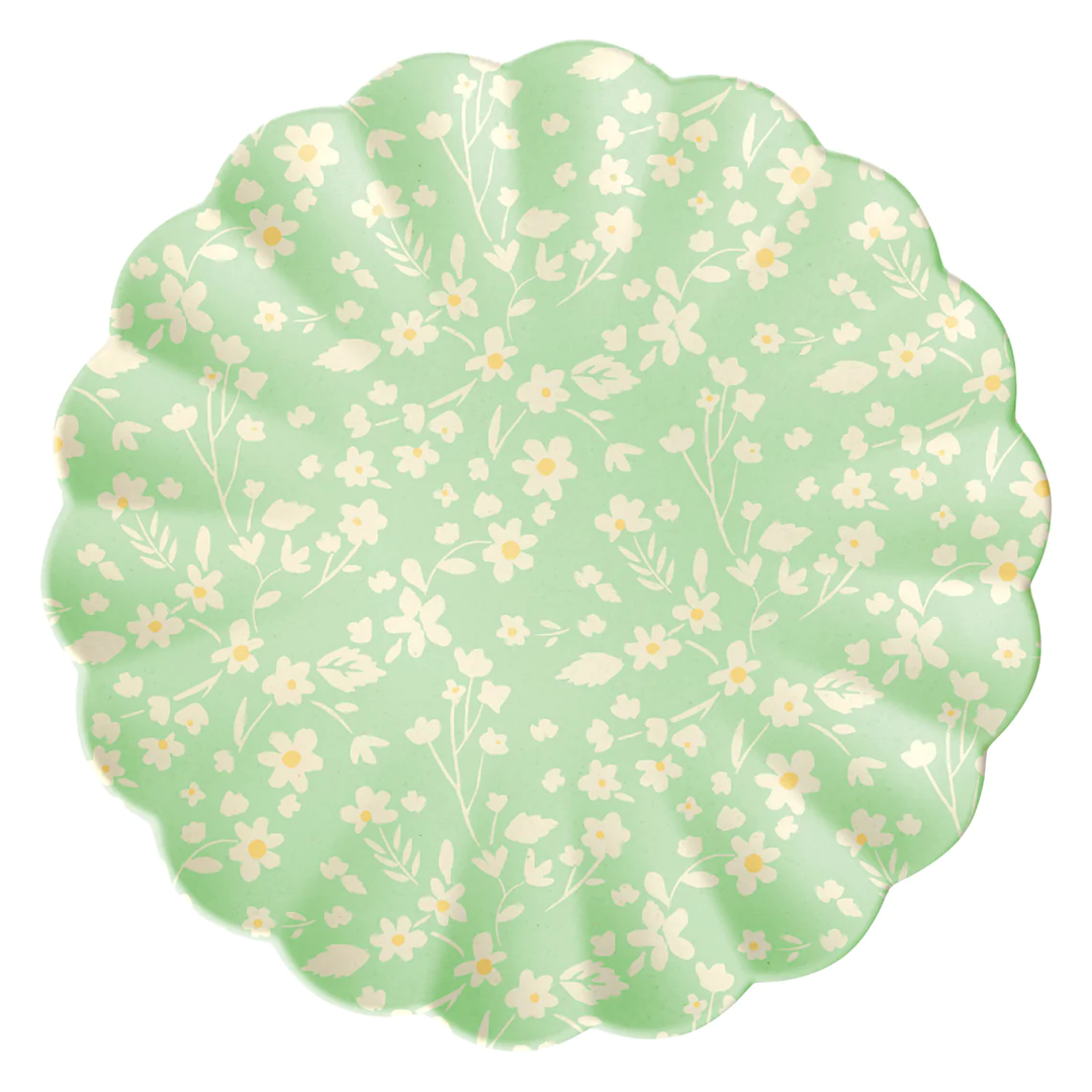 FLORAL RESUABLE BAMBOO PLATES Meri Meri Plates Bonjour Fete - Party Supplies