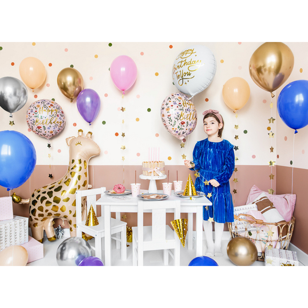 HAPPY BIRTHDAY FOIL BALLOON WHITE & GOLD Party Deco Balloon Bonjour Fete - Party Supplies