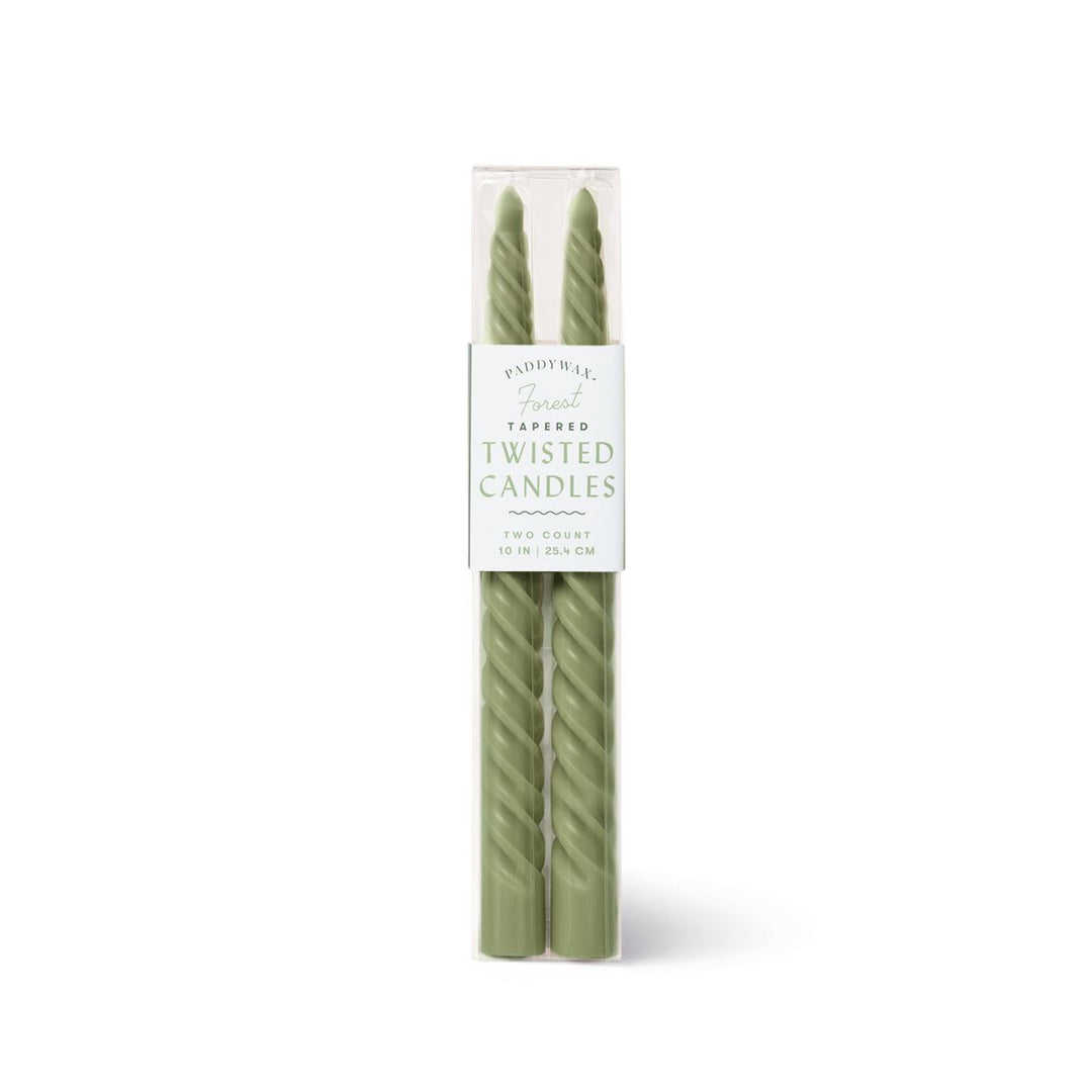 FOREST GREEN TWISTED BOXED TAPER CANDLES Paddywax Home Candle Bonjour Fete - Party Supplies