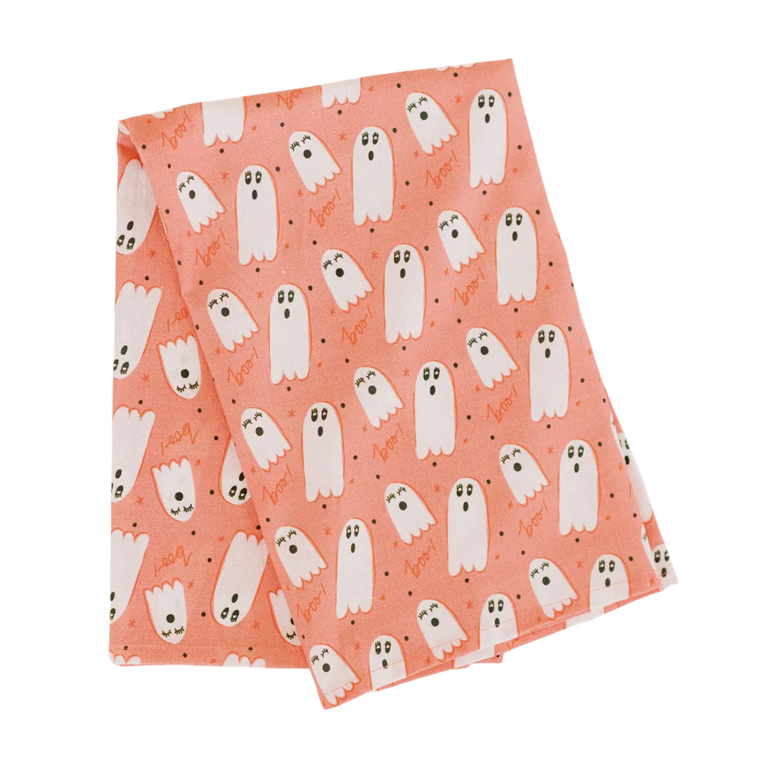 Pink Ghost Flour Sack Towel Bonjour Fete Party Supplies Halloween Home