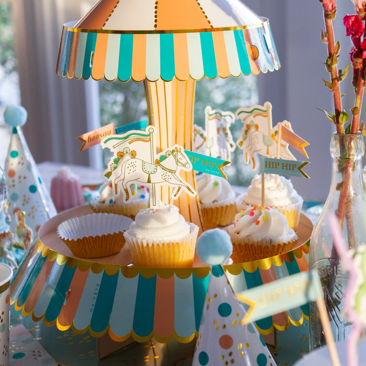 FUN FAIR CAROUSEL CUPCAKE STAND Ma Fete Bonjour Fete - Party Supplies