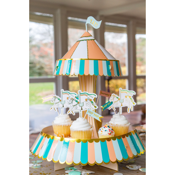 FUN FAIR CAROUSEL CUPCAKE STAND Ma Fete Bonjour Fete - Party Supplies