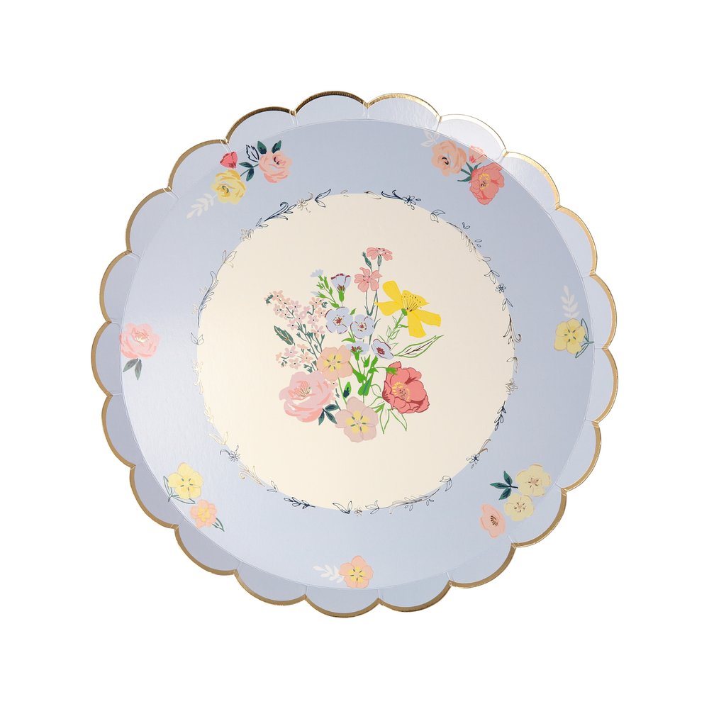 ENGLISH GARDEN FLORAL PLATES Meri Meri Plates Bonjour Fete - Party Supplies