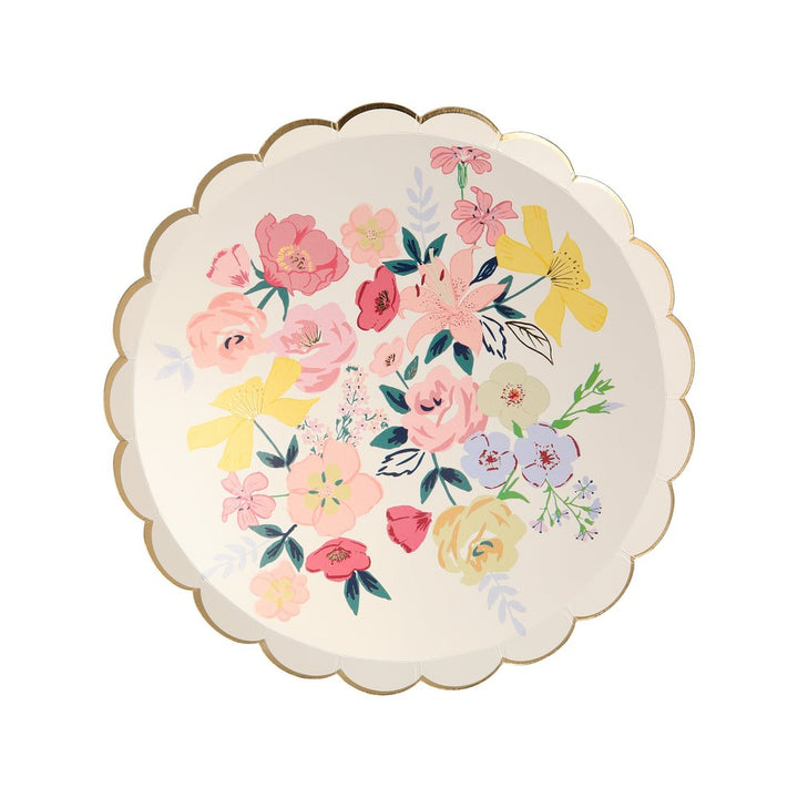 ENGLISH GARDEN FLORAL PLATES Meri Meri Plates Bonjour Fete - Party Supplies