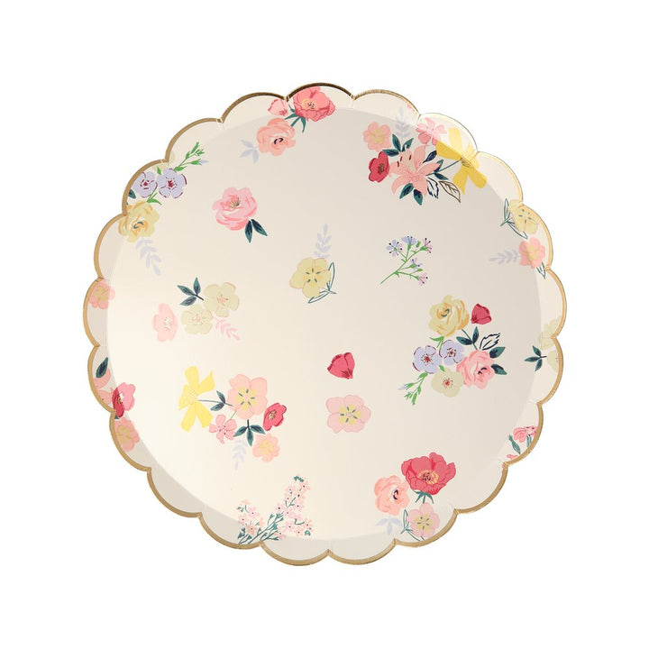 ENGLISH GARDEN FLORAL PLATES Meri Meri Plates Bonjour Fete - Party Supplies